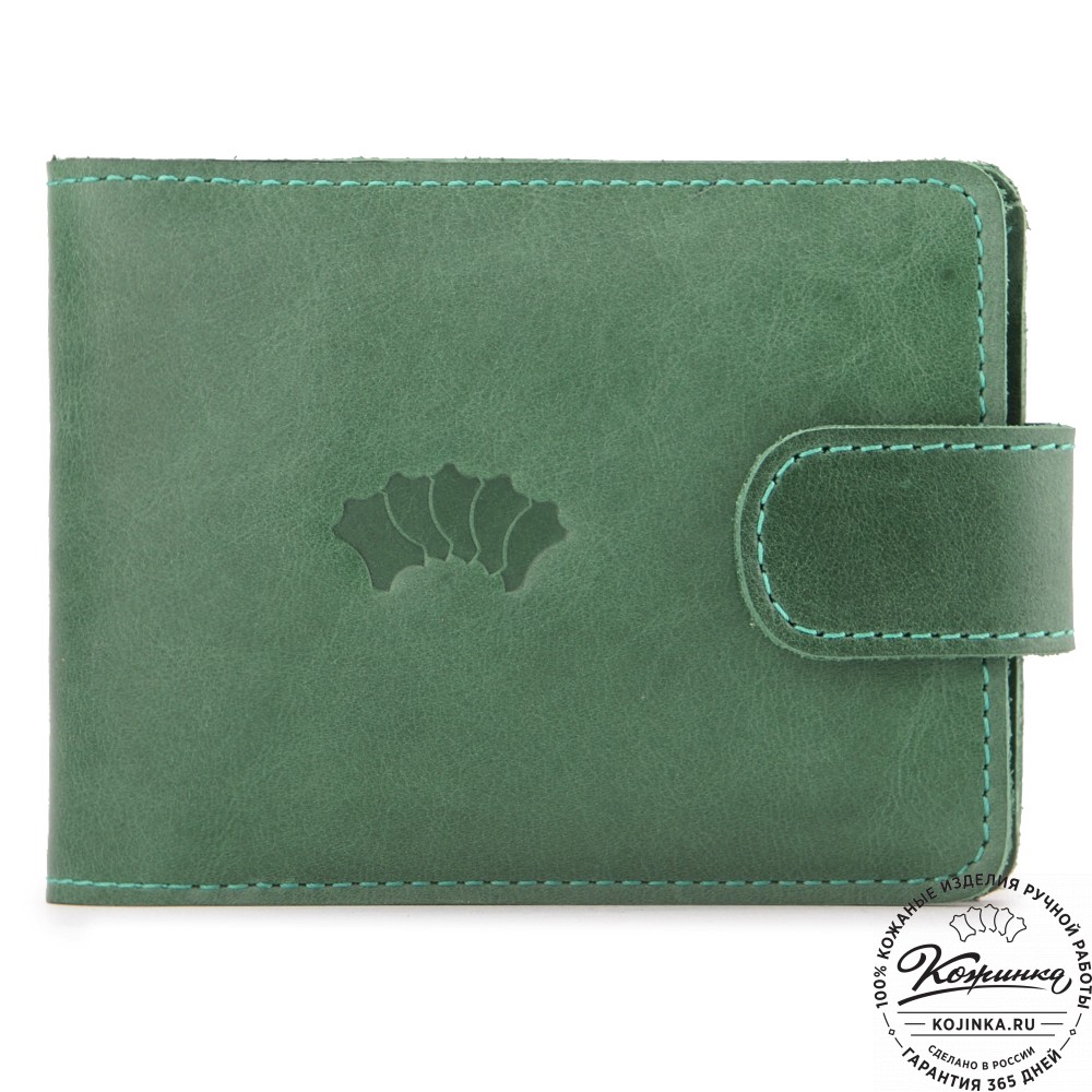  Кожаное портмоне Италия (зеленое) 